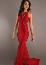 one shoulder red dress