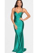 satin evening dress on the straps