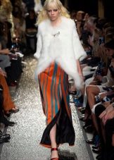 Fur cape for a long spring dress