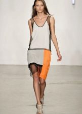 Shoes with a gray knee-length sports dress