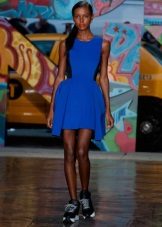 Sneakers for a blue dress short