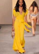 yellow dress chiffon belt