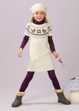 Knitted winter dress tunic for the girl