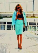 What to wear with a business pencil skirt - bag, jacket and sandals