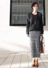 Long Wool Pencil Skirt with High Waist