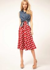 Bright summer skirt below the knee