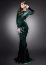 Velor sheath dress with accents