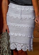 Straight white crochet skirt