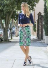 Medium length straight print skirt