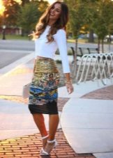 Print straight skirt