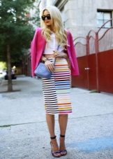 Colorful striped straight skirt