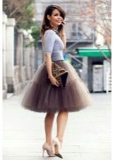 puffy dark organza midi skirt
