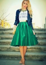 puffy midi skirt green