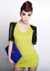 Light green dress in combination with black