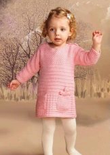 Winter knitted dress with sleeves for girls