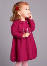 Winter puffy knit dress for girls