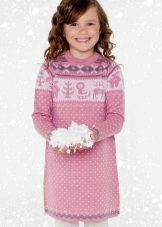 Winter knitted dress for girls print