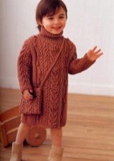 Winter sweater dress with braids for girls
