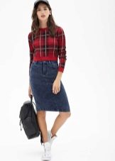 mid-length sports denim pencil skirt
