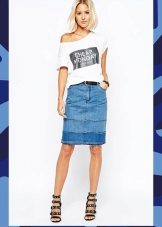 Denim pencil skirt