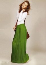 green pleated elastic skirt