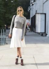 White skirt below the knee