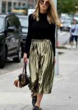 Below the knee skirt with moccasins