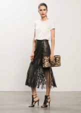 Fringed leather skirt