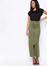 Medium length skirt with a slit