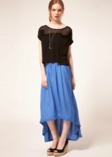 Blue skirt with a train