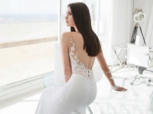 Neckline lace openwork on a sexy wedding dress
