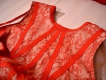 The result of processing the bodice with an evening dress