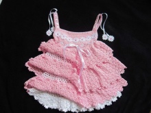 Crocheted openwork sundress with frills