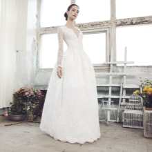 Wedding dress with a deep neckline