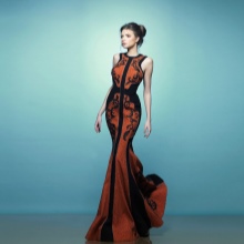 Večerní šaty mořská panna červeno-černá