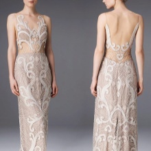 Beige nude lace dress