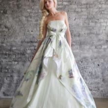 Wedding dress with a green print
