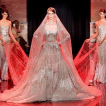 A silver-colored wedding dress from Eli Saab