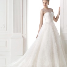 Lush wedding dress with pearls from Pronovias