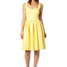 Linen fitted dress with a full skirt