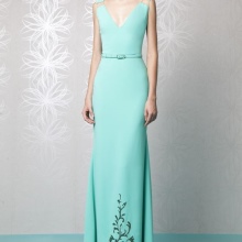 Turquoise prom dress with a train