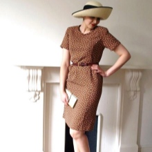 Strict brown polka dot dress