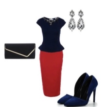 Two-color dress and accessories for women with a Pear figure