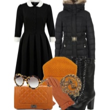 A fitted dress with a flared skirt and accessories for it for women with a figure. Slim column