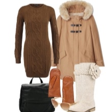 Knitted tight dress and accessories for it for women with a figure Slender column