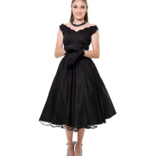 50s Black Puff Sleeveless Triangle Dress