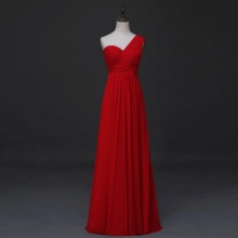 Empire Long Red Pleated Dress