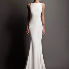 Long sheath wedding dress with a train