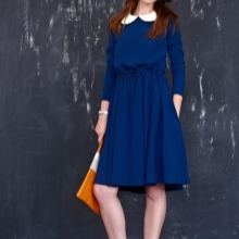Blue knit dress with a collar