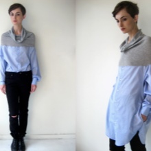 Dress from a man's shirt with knitted golf